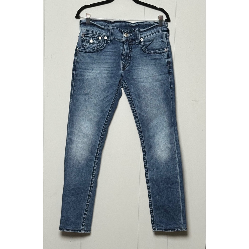 True Religion Women's Skinny Jeans Medium Wash Low Rise Blue Denim Size 30